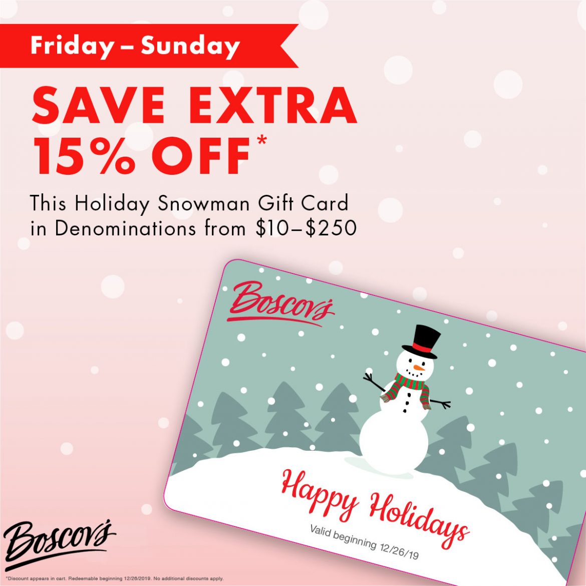 Boscov's Holiday Gift Card Sale Sangertown Square